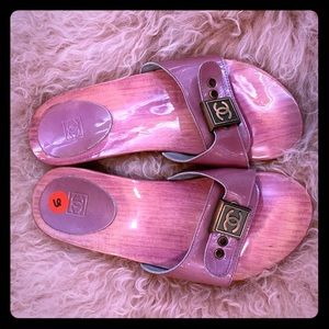 Chanel Pink Patent Sandals